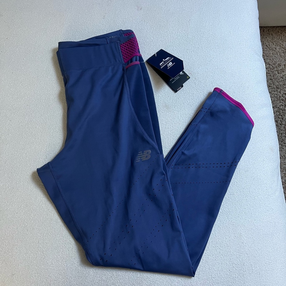 New Balance Women's Leggings in Blue and Pink